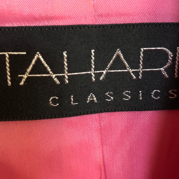 Vtg Tahari Classics Pink Wool Dress w Gold Buttons - Picture 2 of 5